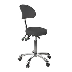 Silverfox Saddle Rolling Stool with Backrest 1025B