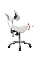 Silverfox Saddle Rolling Stool with Backrest 1025A