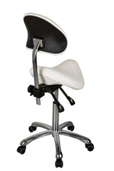 Silverfox Saddle Rolling Stool with Backrest 1025A
