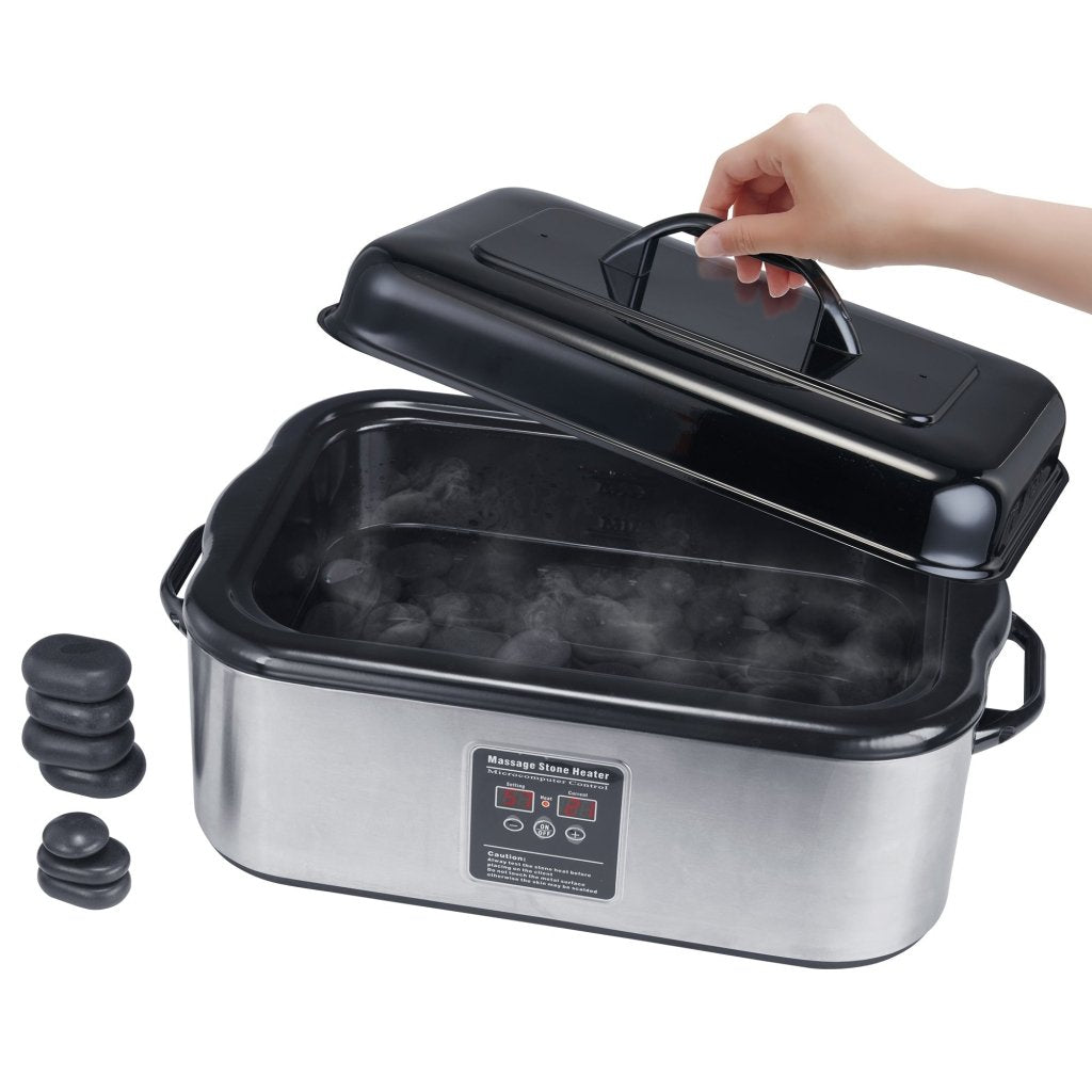 Master Massage 18 Quart LED Hot Stone Warmer with Digital Display�Stainless Steel Hot Stone Heater Portable - Massage Stone Heating Device - Massage Essentials for Massage Therapists - GreenLife - Hot Stone