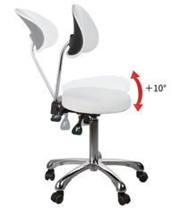 Silverfox Saddle Rolling Stool with Backrest 1025B