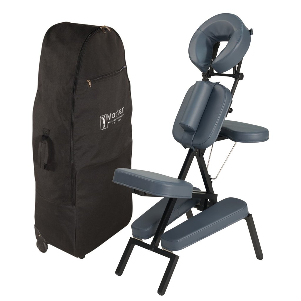 Master Massage - The PROFESSIONALPortable Massage Chair Package with Wheeled Case, Royal Blue - GreenLife - Massage Chair