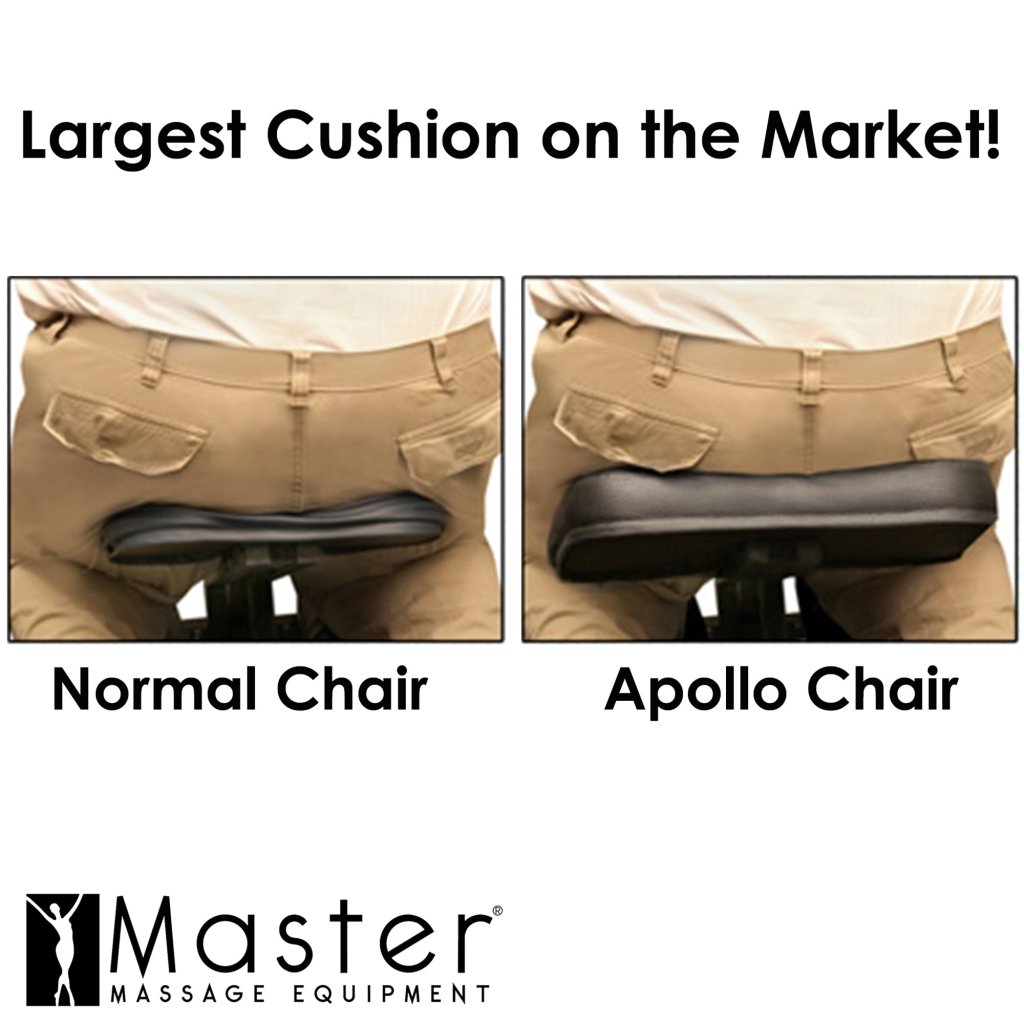 Master Massage Apollo Extra Large Size Portable Massage Chair - Lightweight Aluminum Tattoo Foldable - Sitting Posture Folding Massage Chair - with Larger Cushions and Wheels Bag - in Black - GreenLife - Massage Chair