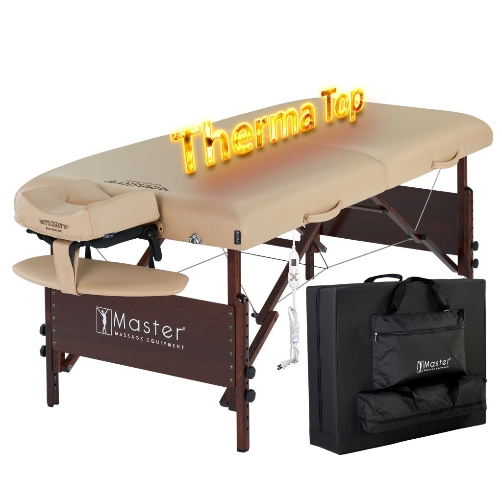 Master Massage 30inch DEL RAYPortable Massage Table Package with THERMA - TOP® - Built - In Adjustable Heating System for Extreme Comfort! (Sand Color) - GreenLife - Massage Tables