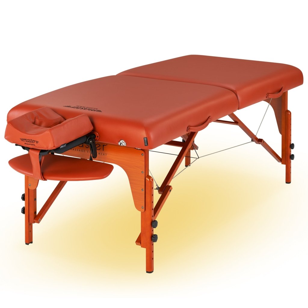 Master Massage 31inch SANTANAPortable Massage Table Package with MEMORY FOAM Layer, Shiatsu Cables, & Reiki Panels! (Mountain Red Color) - GreenLife - Massage Tables