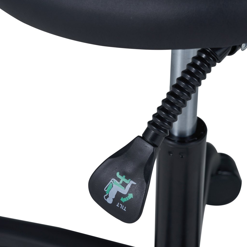 Master Massage Berkeley Ergonomic Posture Saddle Chair - Two - Part Saddle Stool - Hydraulic Swivel Rolling Seat Stool with Adjustable Title Angle and Height - Aluminum Base with Rubber Wheel Casters - Black (2 Color Options) - GreenLife - Massage Chair