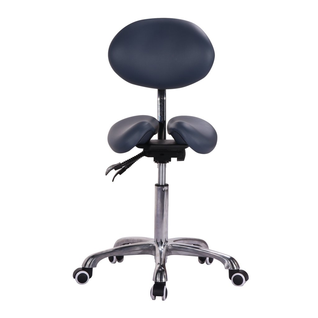 Master Massage Berkeley Ergonomic Saddle Stool - Two Split Part Seat Stool Hydraulic Swivel Rolling Seat & Saddle Posture Correction Chair Seat with Backrest and Adjustable Title Angle and Height Black (2 Color Options) - GreenLife - Massage Chair