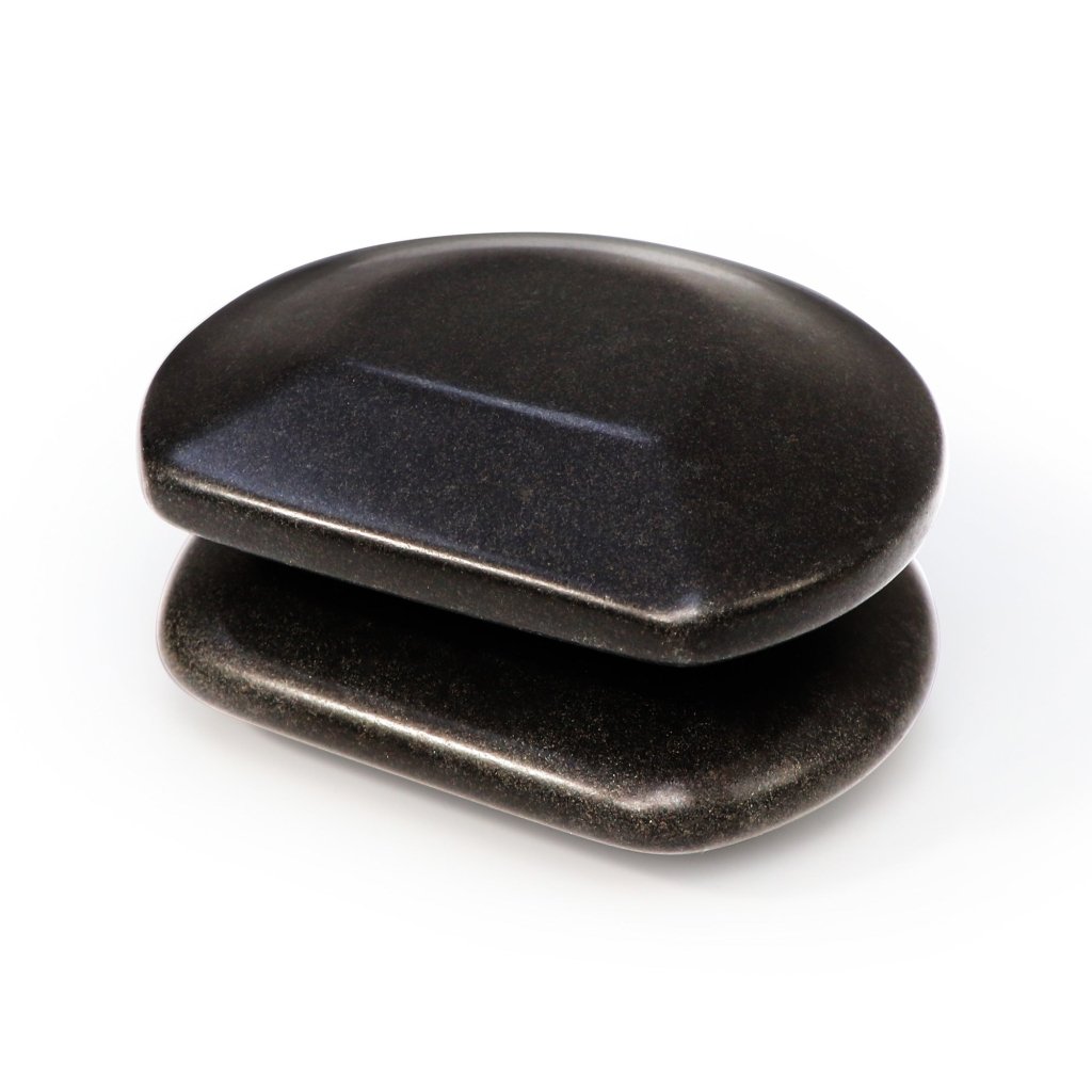 Master Massage Three Quarter 3/4 Round Balsalt Hot Massage Stone Rock Guasha 2 Piece Pack - GreenLife - Hot Stone