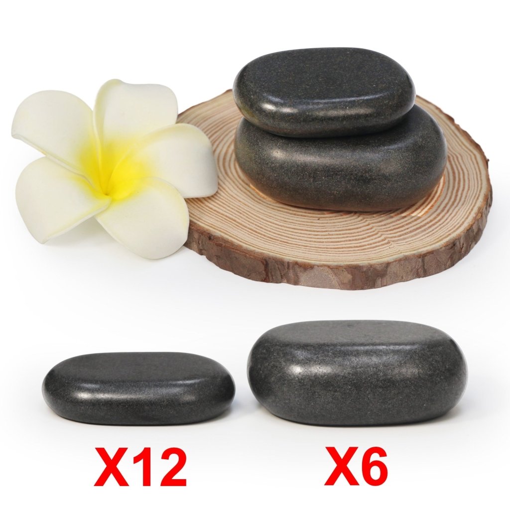 Master Massage 18 Piece Essential Hot Stone Massage Set Kit Package for Professional or Home Spa, Healing, Pain Relief - Basalt Rock - GreenLife - Hot Stone