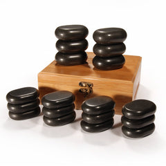 Master Massage 18 Piece Essential Hot Stone Massage Set Kit Package for Professional or Home Spa, Healing, Pain Relief - Basalt Rock - GreenLife - Hot Stone