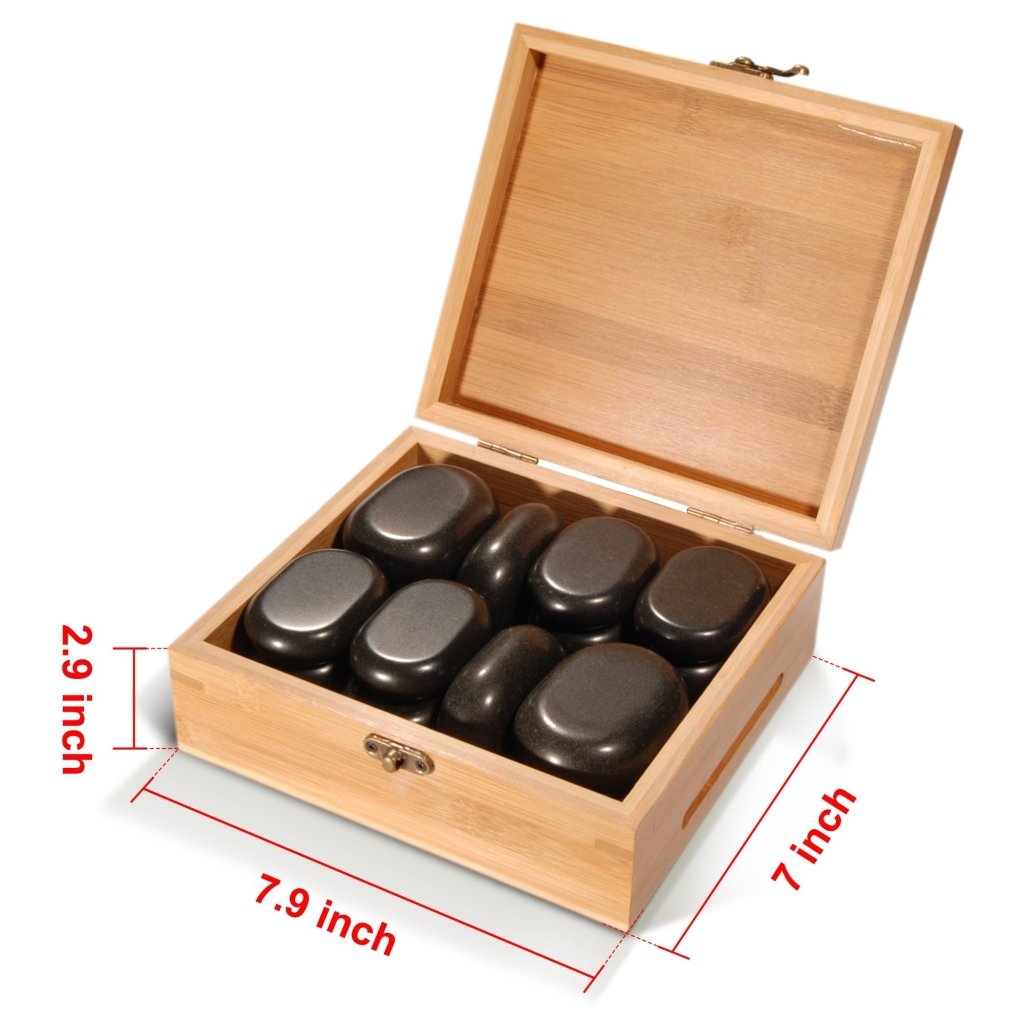 Master Massage 18 Piece Essential Hot Stone Massage Set Kit Package for Professional or Home Spa, Healing, Pain Relief - Basalt Rock - GreenLife - Hot Stone