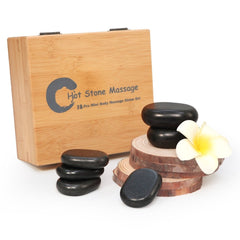 Master Massage 18 Piece Essential Hot Stone Massage Set Kit Package for Professional or Home Spa, Healing, Pain Relief - Basalt Rock - GreenLife - Hot Stone