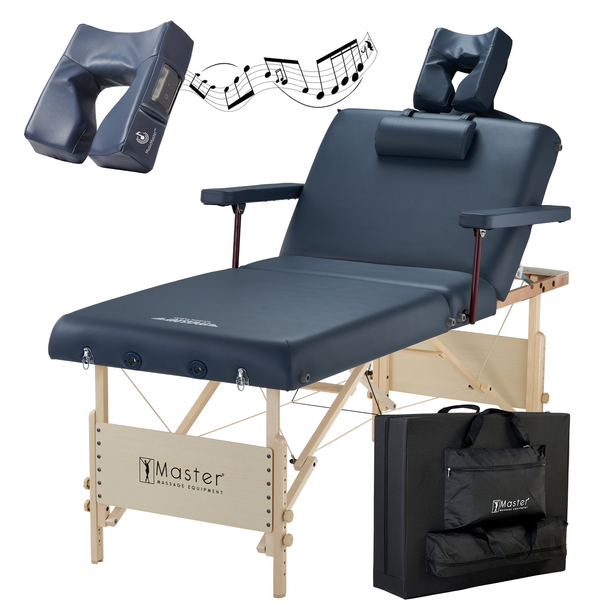 Master Massage 30'' CORONADO SALON Portable Massage Table Package with Lift Back Action & 3inch of High-density Multi-Layer Small Cella Foam (Royal Blue)