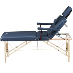 Master Massage 30'' CORONADO SALON Portable Massage Table Package with Lift Back Action & 3inch of High-density Multi-Layer Small Cella Foam (Royal Blue)