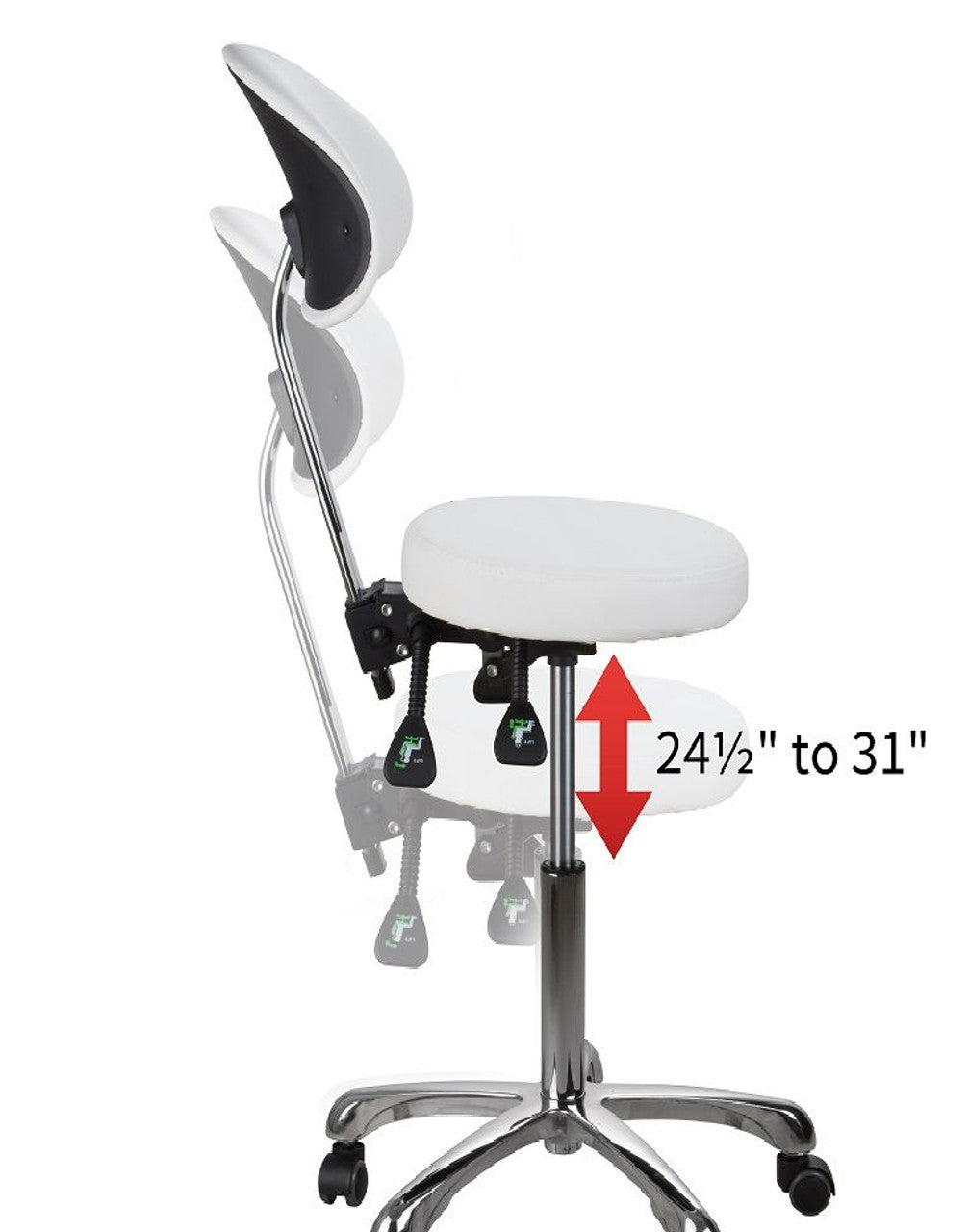 Silverfox Saddle Rolling Stool with Backrest 1025B